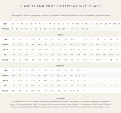 timberland shoes size chart cm