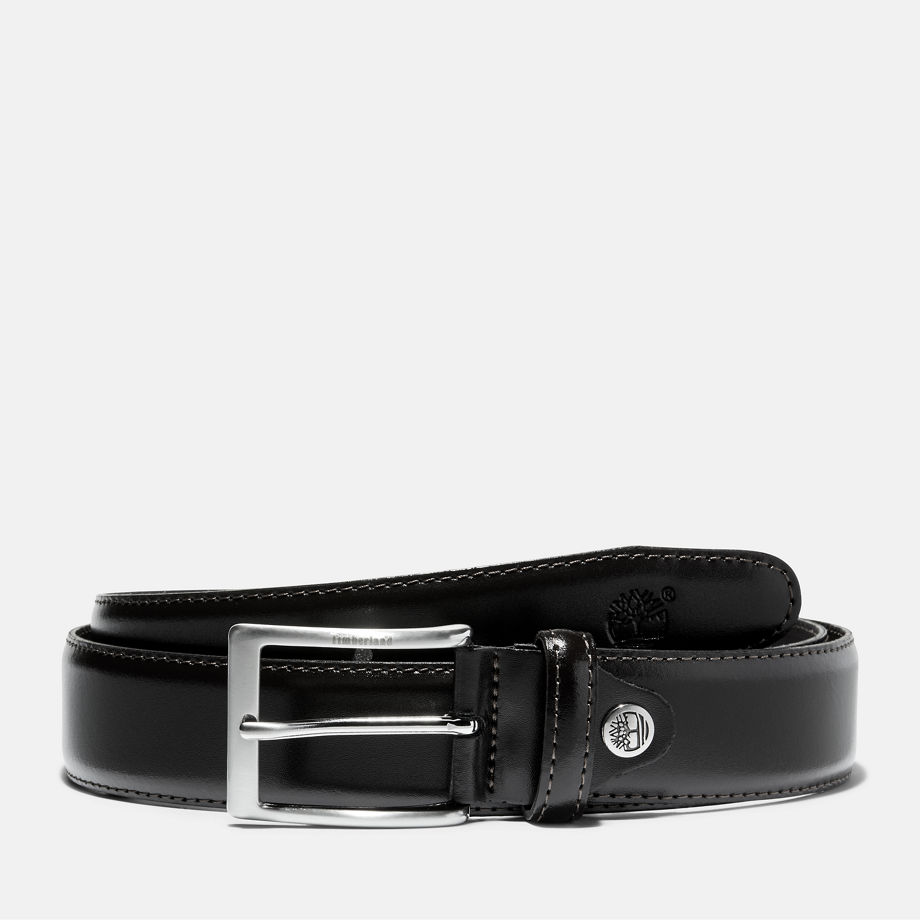 Timberland Classic Leather Belt For Men In Black Black, Size M