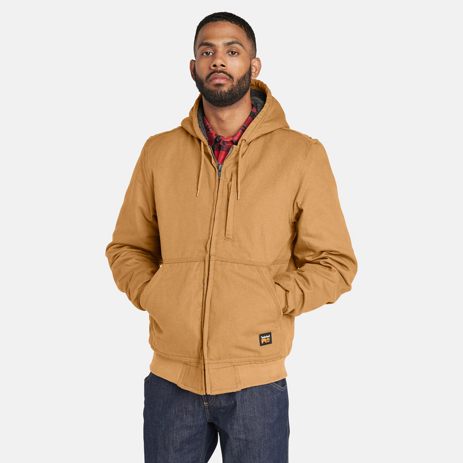 Timberland Pro Gritman Fleece-lined Canvas Jacket For Men In Dark Yellow Yellow, Size M