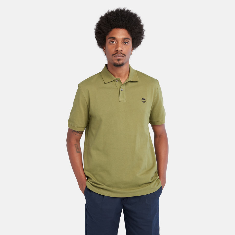 Timberland Millers River Pique Polo Shirt For Men In Dark Green Green, Size S