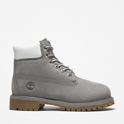 Timberland Premium 6 Inch Boot For Youth In Grey Grey Kids, Size 2