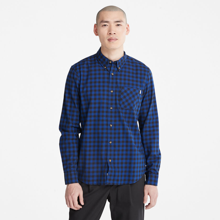 Timberland Back River Check Shirt For Men In Blue Dark Blue, Size M