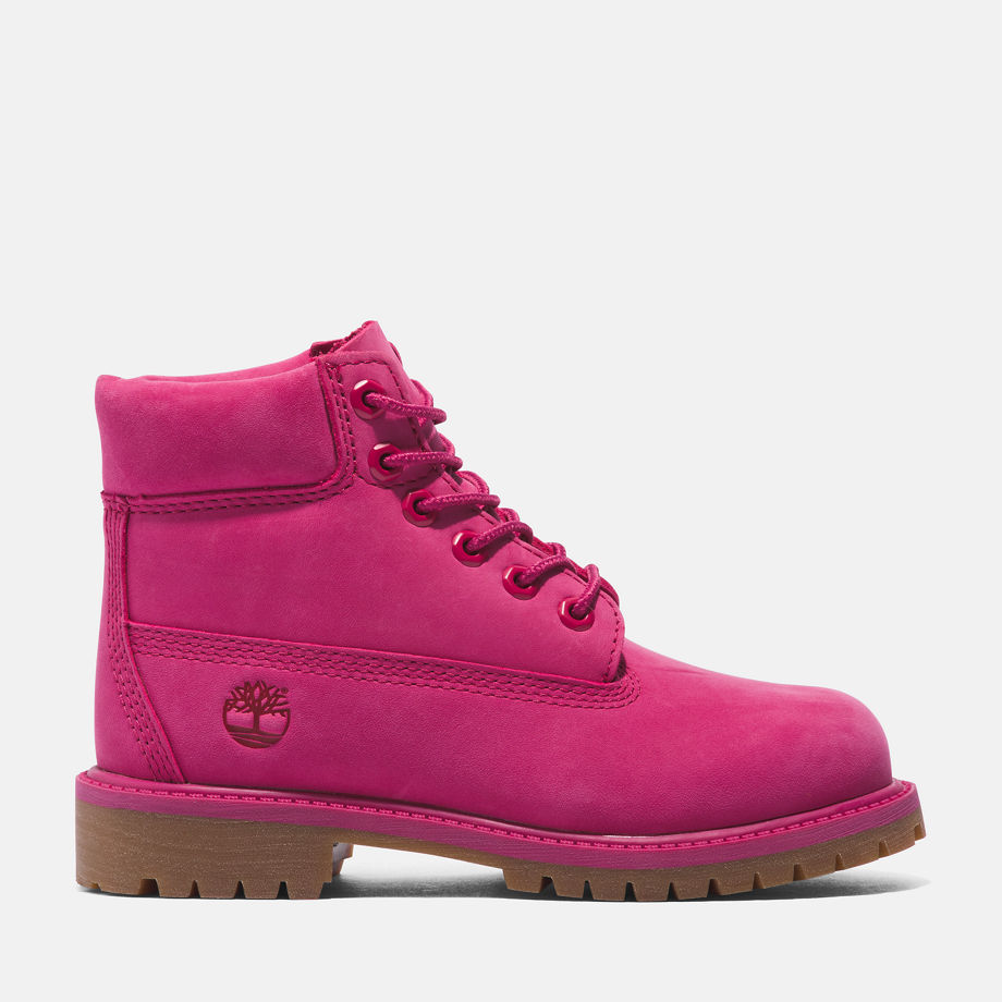 Timberland 50th Edition Premium 6-inch Waterproof Boot For Youth In Dark Pink Pink Kids, Size 2.5