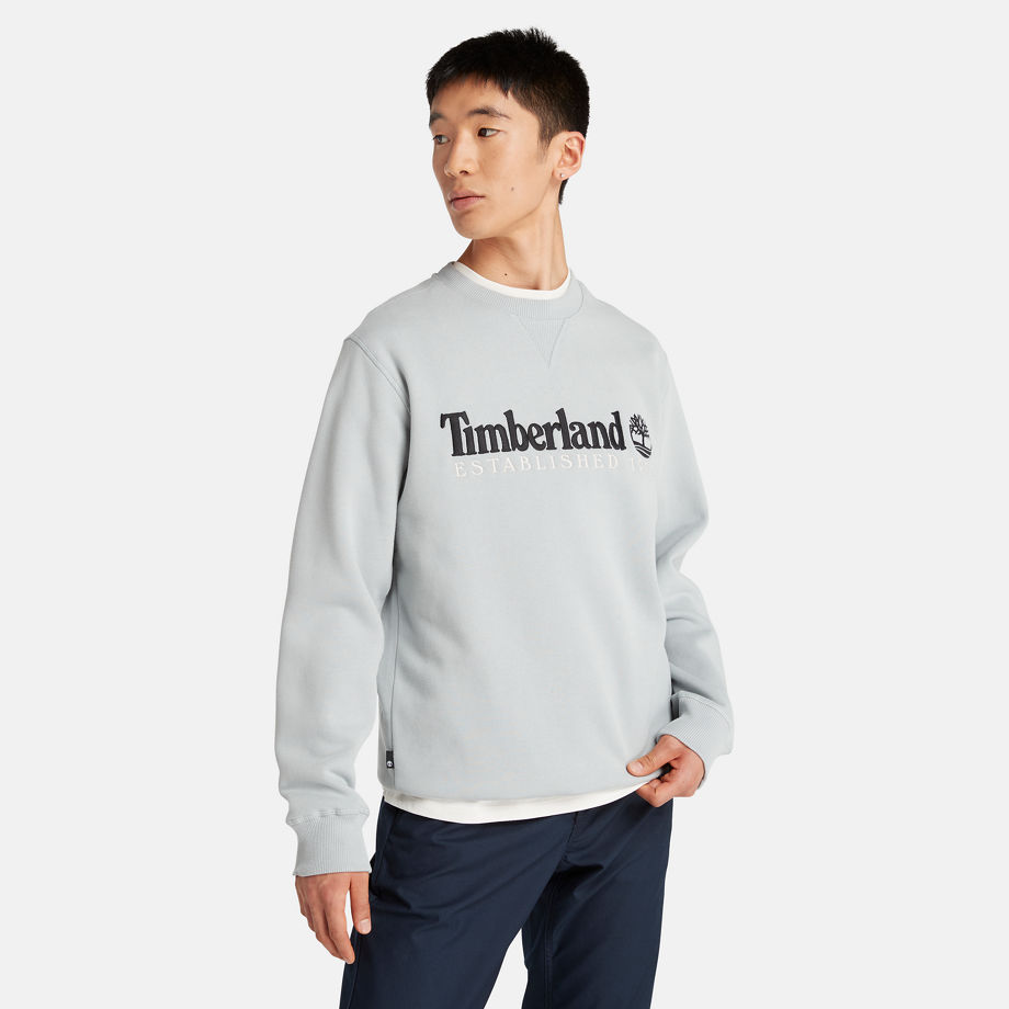 Timberland Est. 1973 Logo Crew Sweatshirt For Men In Grey Grey, Size XL