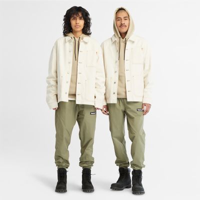 Timberland All Gender Cotton Hemp Denim Chore Jacket In Beige Beige Unisex, Size S