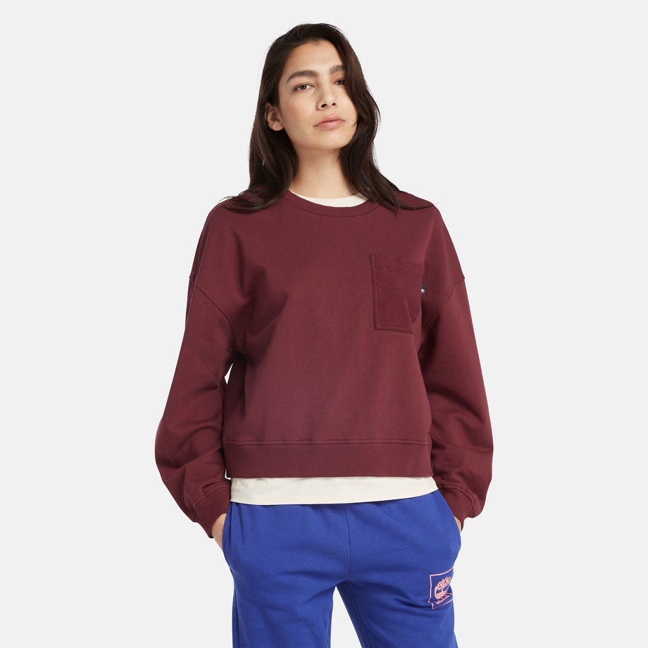 Timberland Textured Crew Sweatshirt For Women In Burgundy Burgundy, Size M