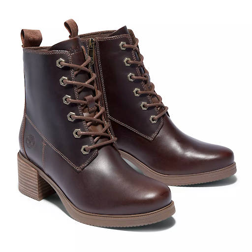 A pair of Women's Dalston Vibe 6-Inch Boots in dark brown leather.