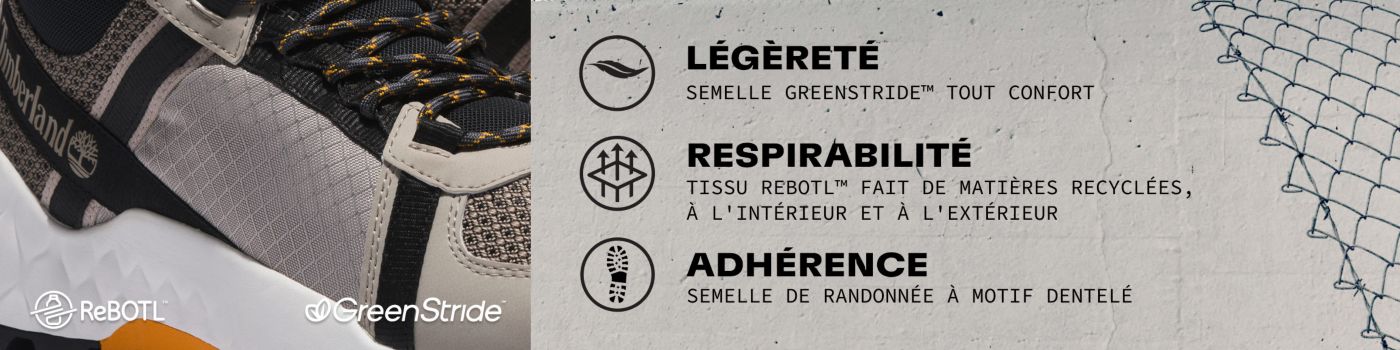 ReBOTL GreenStride Shoe with technical icons