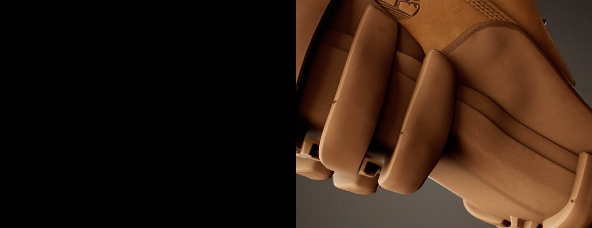 Image of a close-up side angle of a wheat-colored futuristic Timberland boot with outsoles that resemble moon boots.