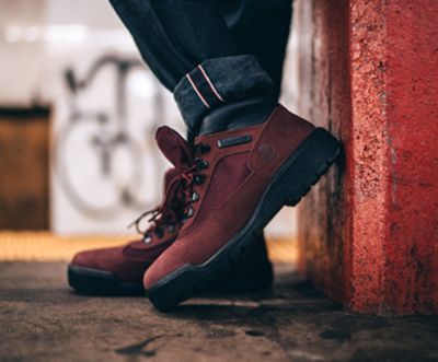 timberland field boots red