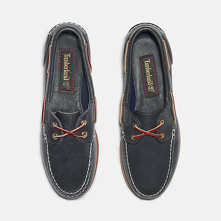 Classic Leather Boat Shoe for Women in Navy