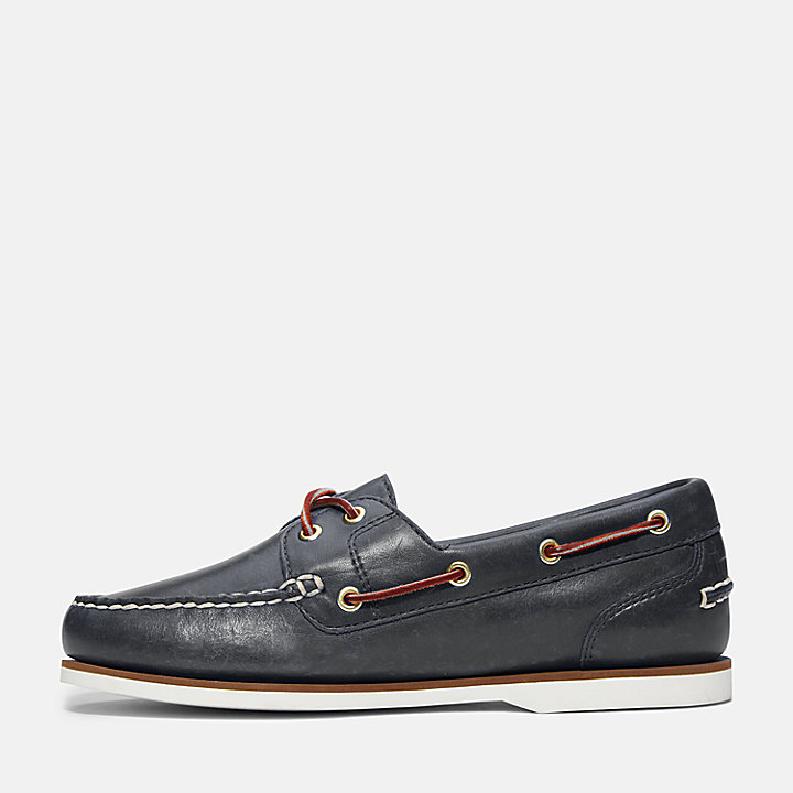 Classic Leather Boat Shoe for Women in Navy
