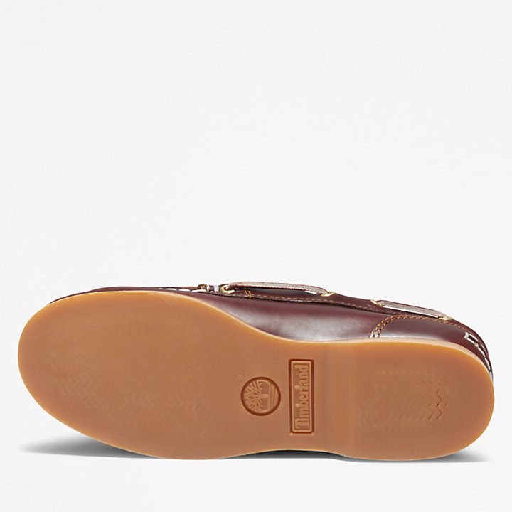 Classic Leather Boat Shoe for Women in Brown-
