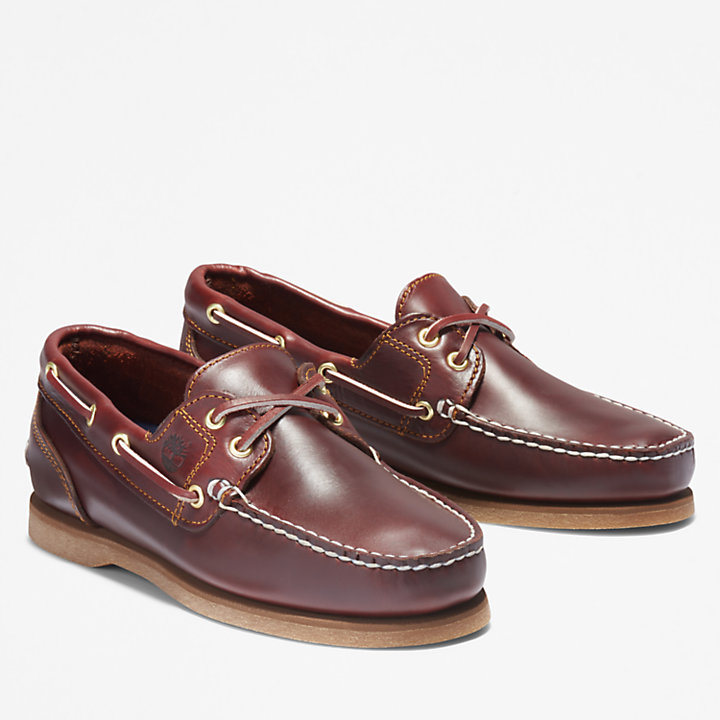 Classic Leather Boat Shoe for Women in Brown-