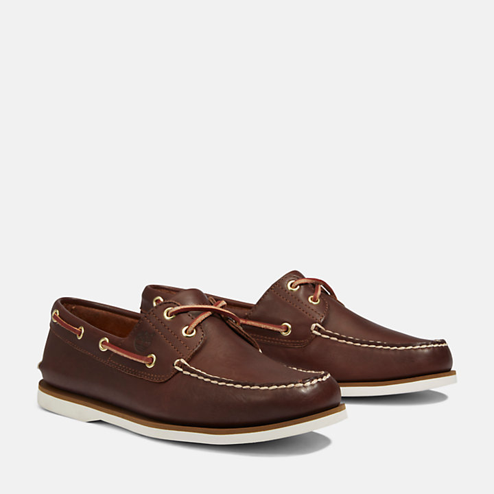 Classic Two-Eye Boat Shoe for Men in Brown-