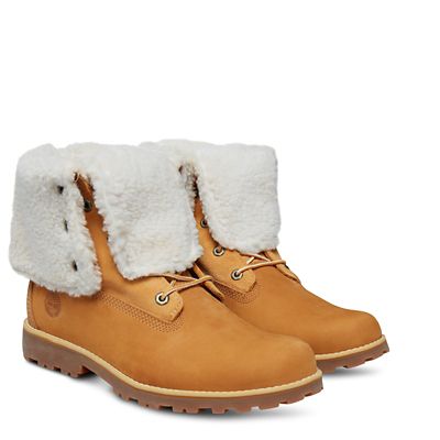 authentics 6 inch faux shearling boot for juniors in yellow