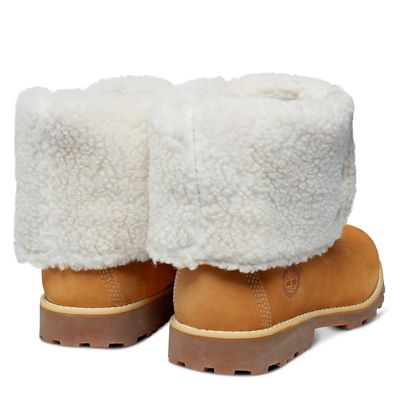 authentics 6 inch faux shearling boot for juniors in yellow