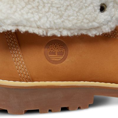 authentics 6 inch faux shearling boot for juniors in yellow