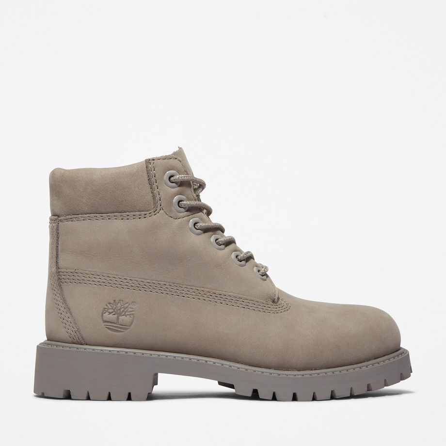 Timberland Premium 6 Inch Boot For Junior In Grey Light Grey Kids, Size 6