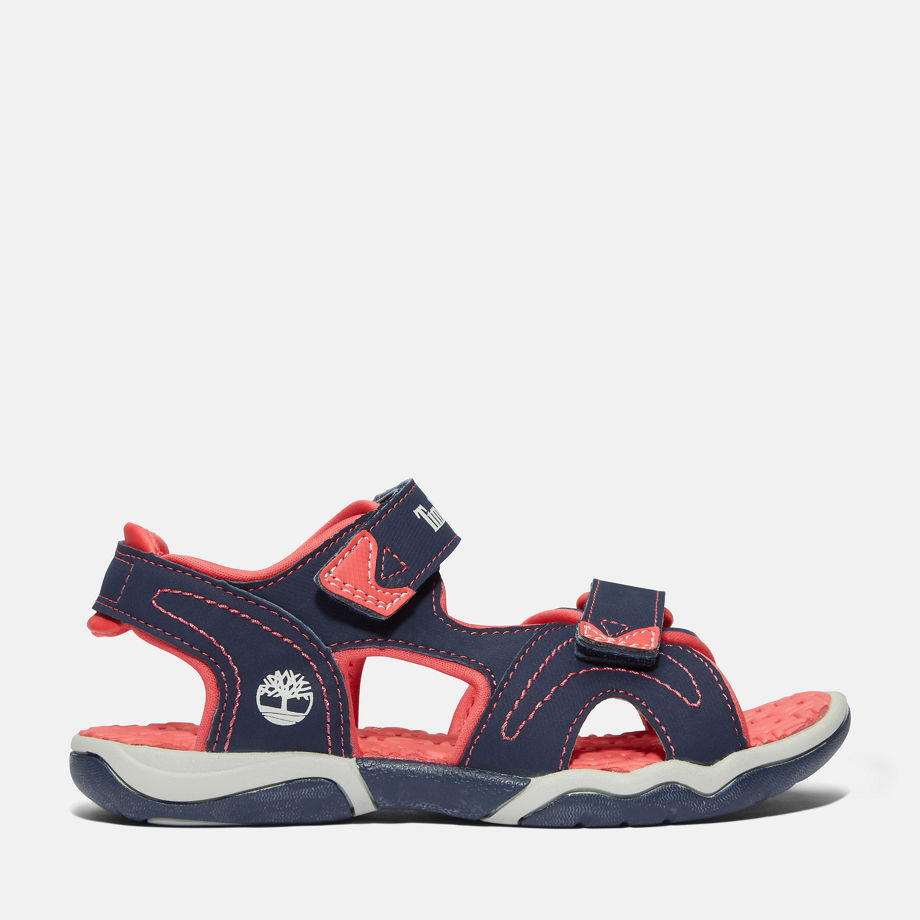 Timberland Adventure Seeker 2-strap Sandal For Youth In Dark Navy Navy/pink Kids, Size 12.5