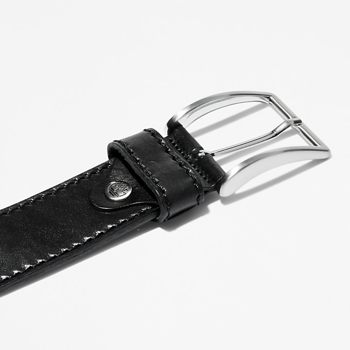 Cinturón de cuero con detalle de costuras para hombre en color negro-
