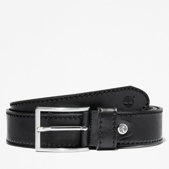 Stitch-detail Leather Belt for Men in Black | Timberland