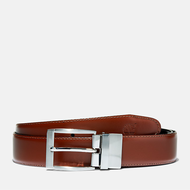 Reversible Leather Belt for Men in Light Brown-