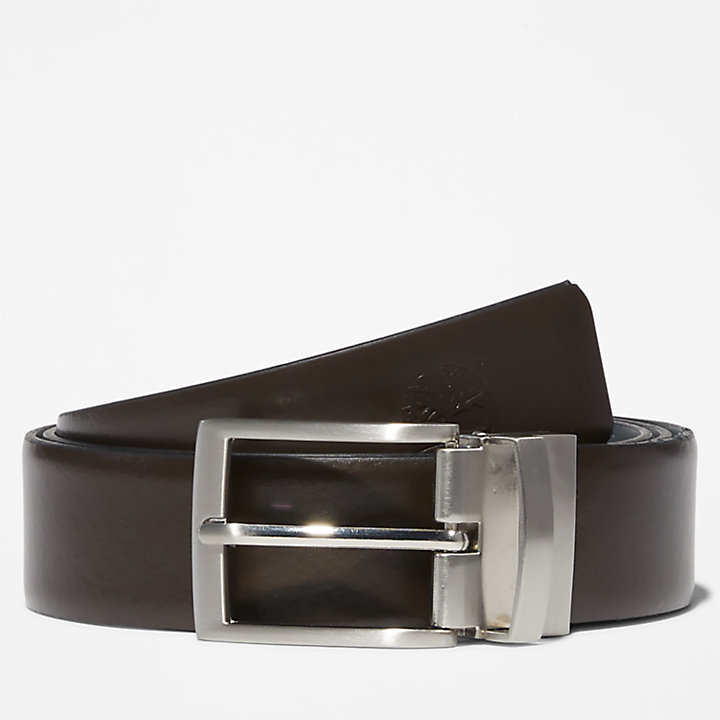 Reversible Leather Belt for Men in Dark Brown-