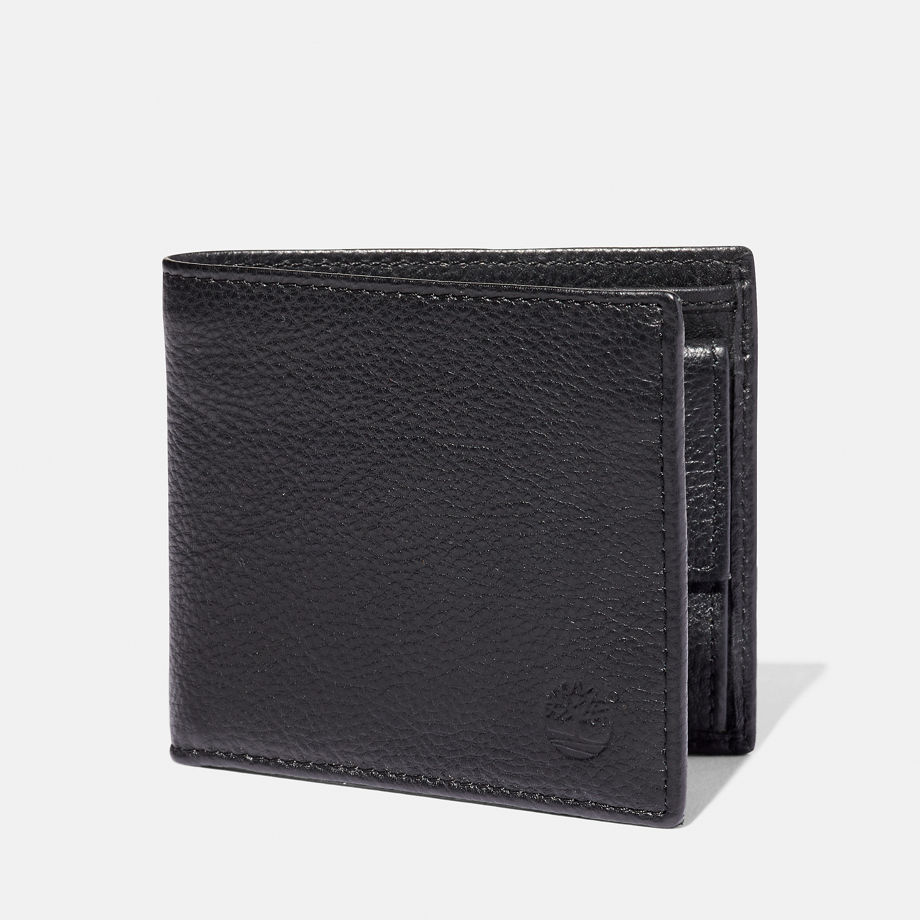 Timberland Kennebunk Bifold Leather Wallet With Coin Pocket For Men In Black Black, Size ONE