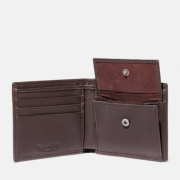 Kennebunk Bifold Leather Wallet with Coin Pocket for Men in Brown