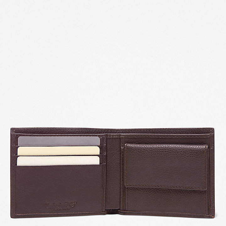 Kennebunk Bifold Leather Wallet with Coin Pocket for Men in Brown