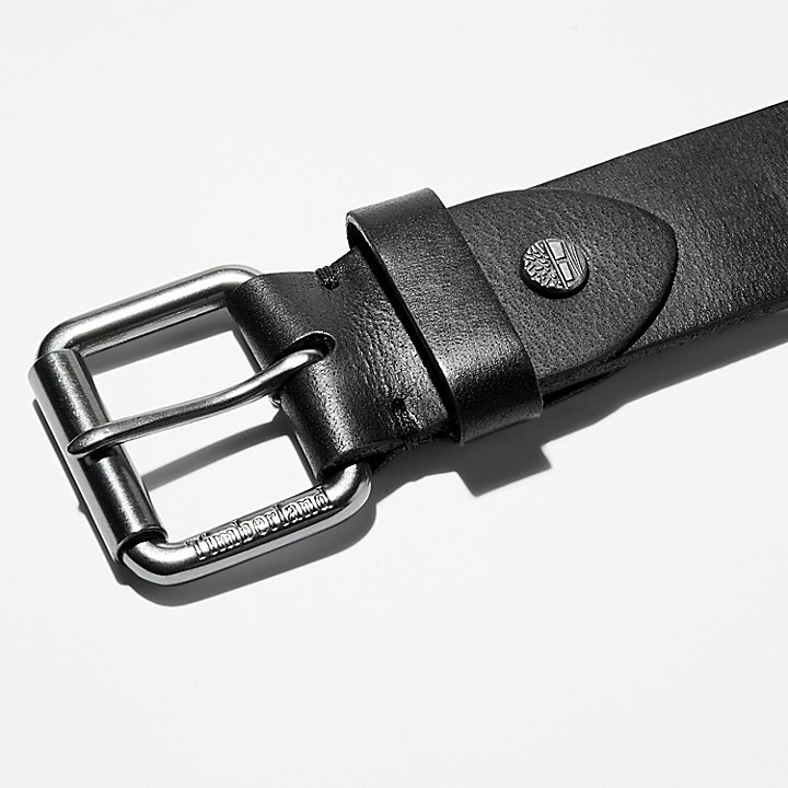 Roller Buckle Leather Belt for Men in Black