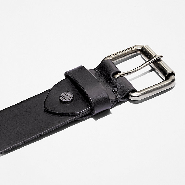 Cinturón de Cuero de Búfalo con Remache con Logotipo de Árbol para Hombre en negro