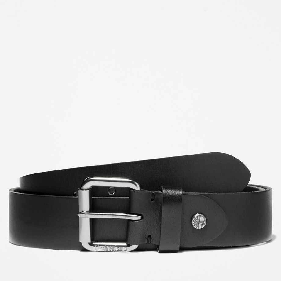 Timberland Roller Buckle Leather Belt For Men In Black Black, Size XL