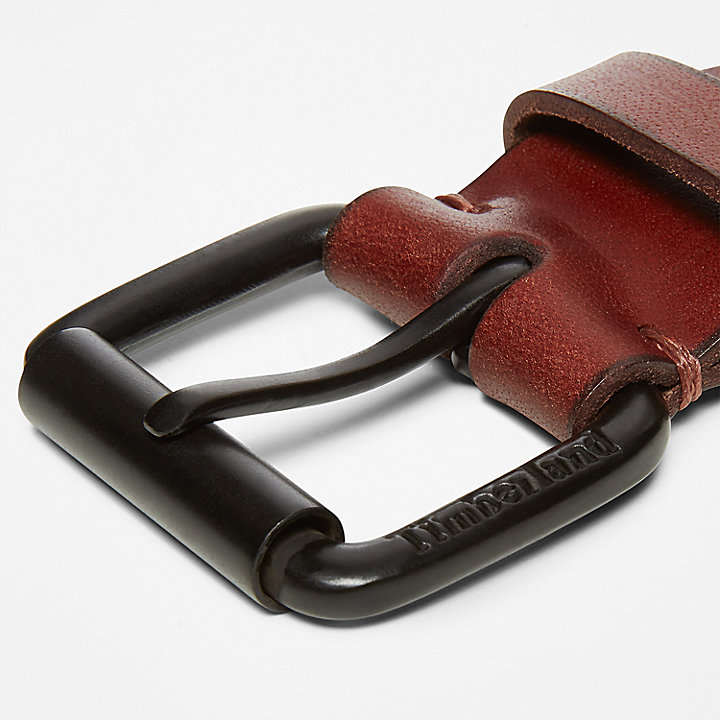 Roller Buckle Leather Belt for Men in Brown