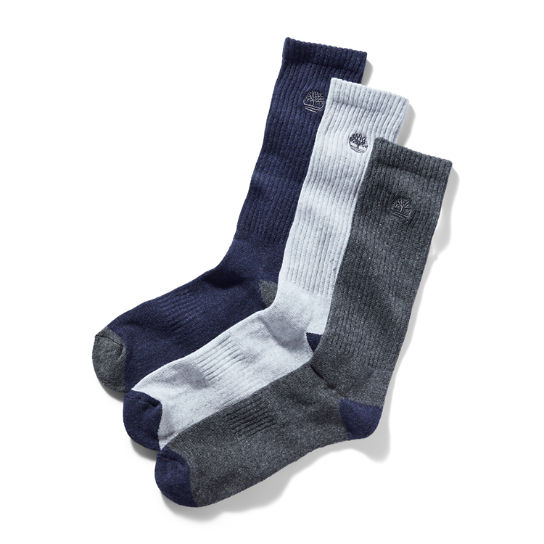 Three Pair Sagamore Beach Socks for Men in Navy | Timberland