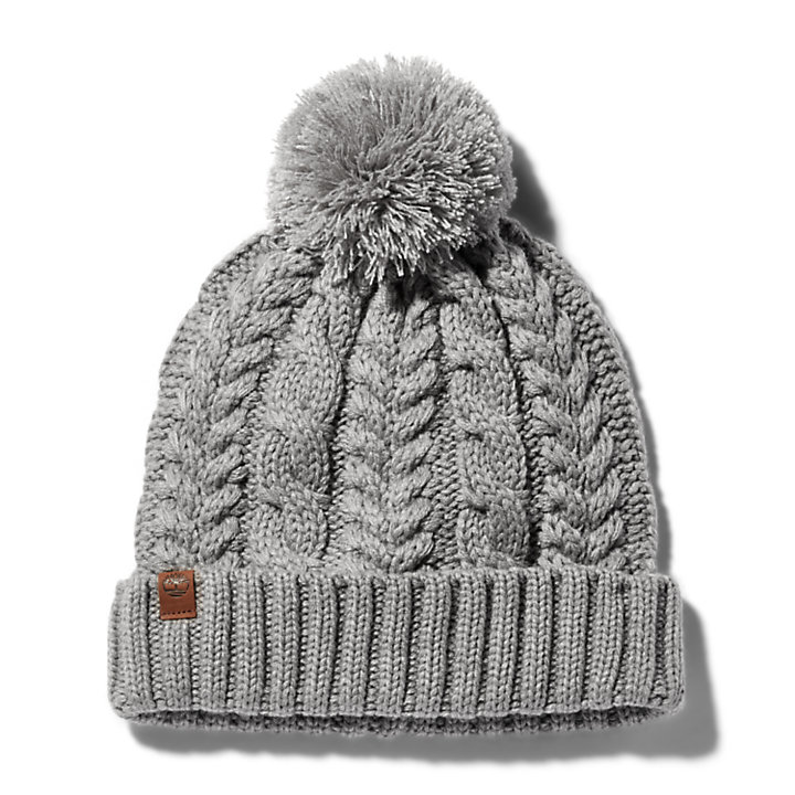 Cable-knit Beanie Hat for Women in Grey-
