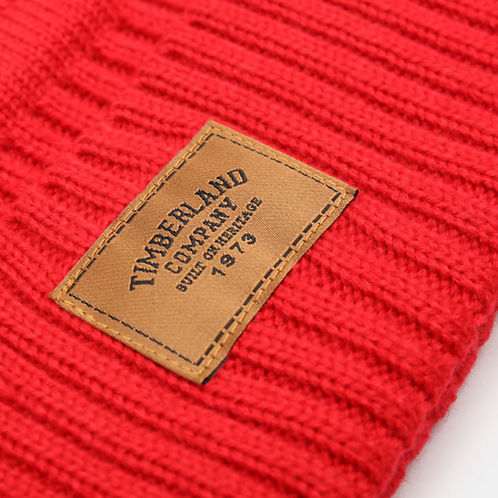 Gulf Beach Ribbed Beanie for Men in Red-