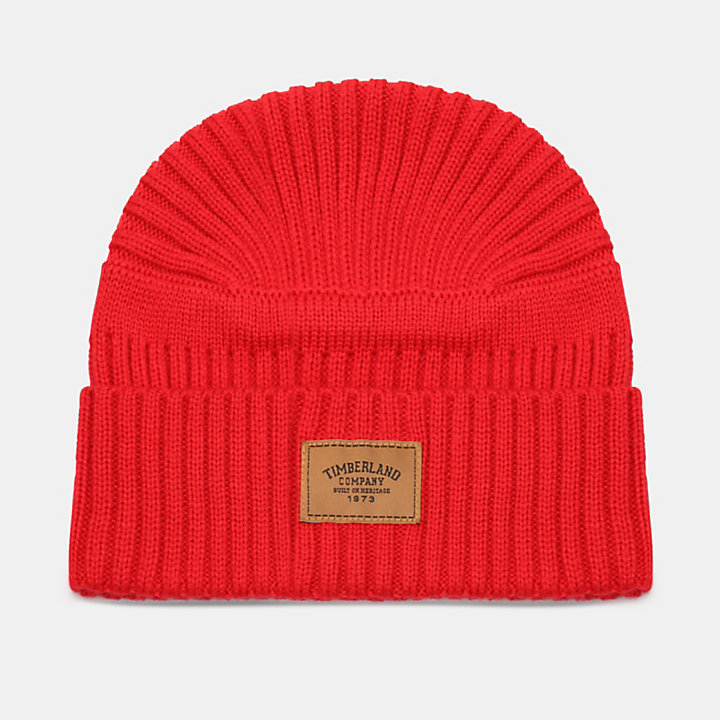 Gulf Beach Ribbed Beanie for Men in Red-