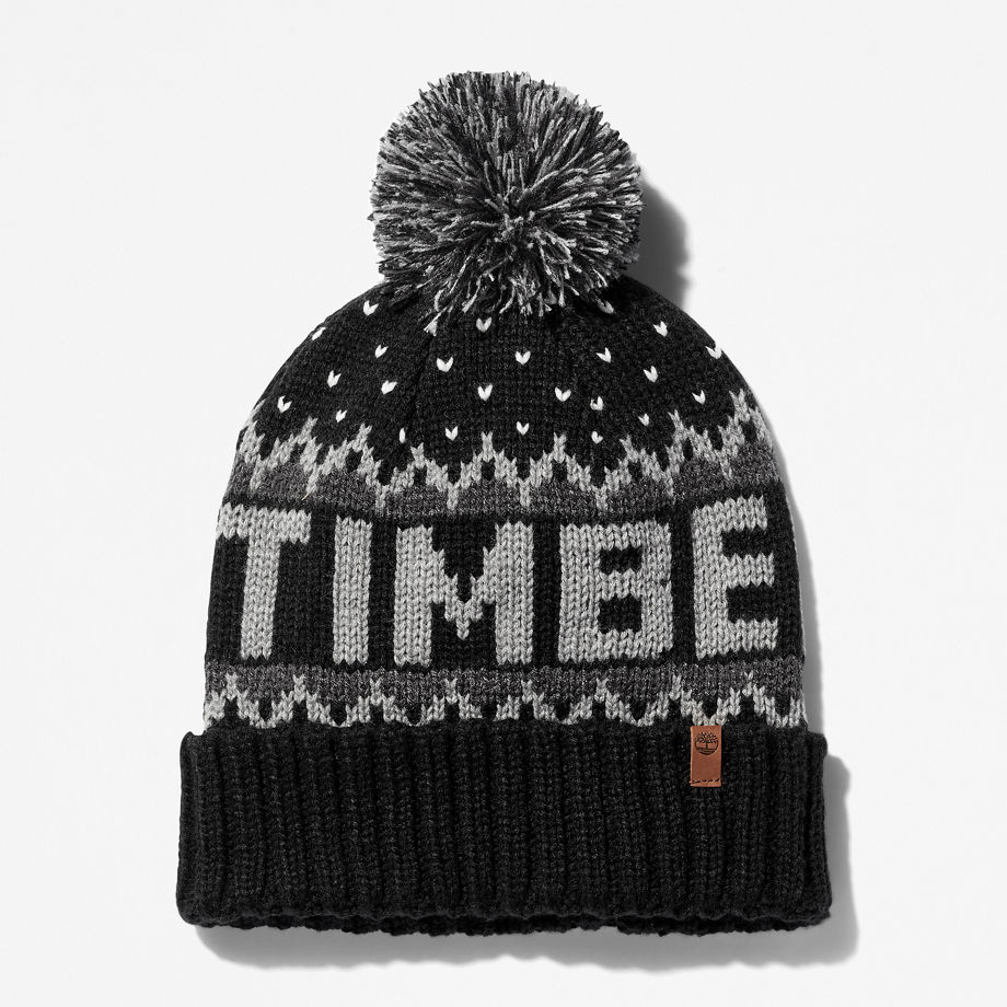 Timberland Winter Roll-up Knit Beanie For Men In Black Black, Size ONE