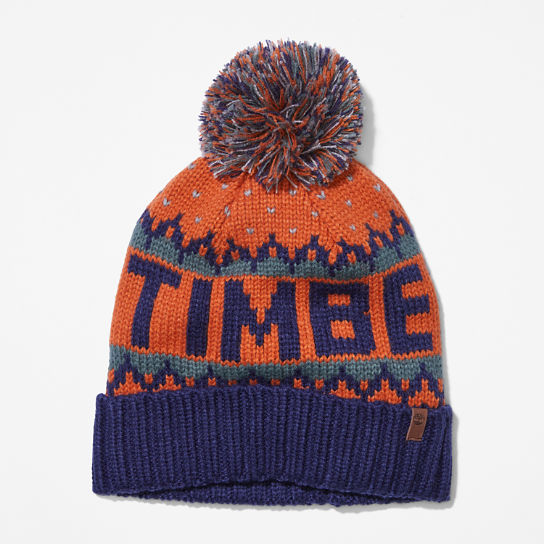 Bonnet tricoté à revers avec logo pour homme en orange | Timberland