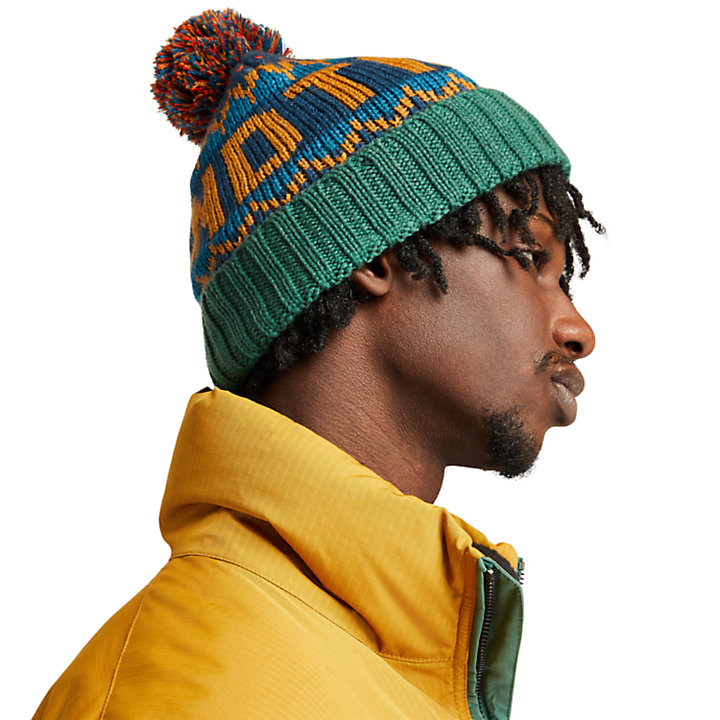 Winter Roll-up Knit Beanie for Men in Blue-