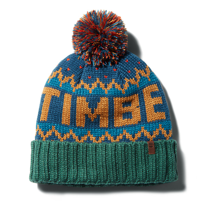Winter Roll-up Knit Beanie for Men in Blue-