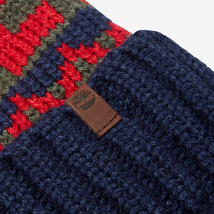 Winter Roll-up Knit Beanie for Men in Red-