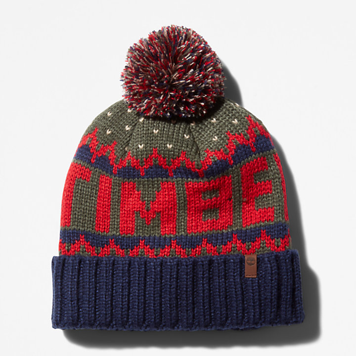Winter Roll-up Knit Beanie for Men in Red-