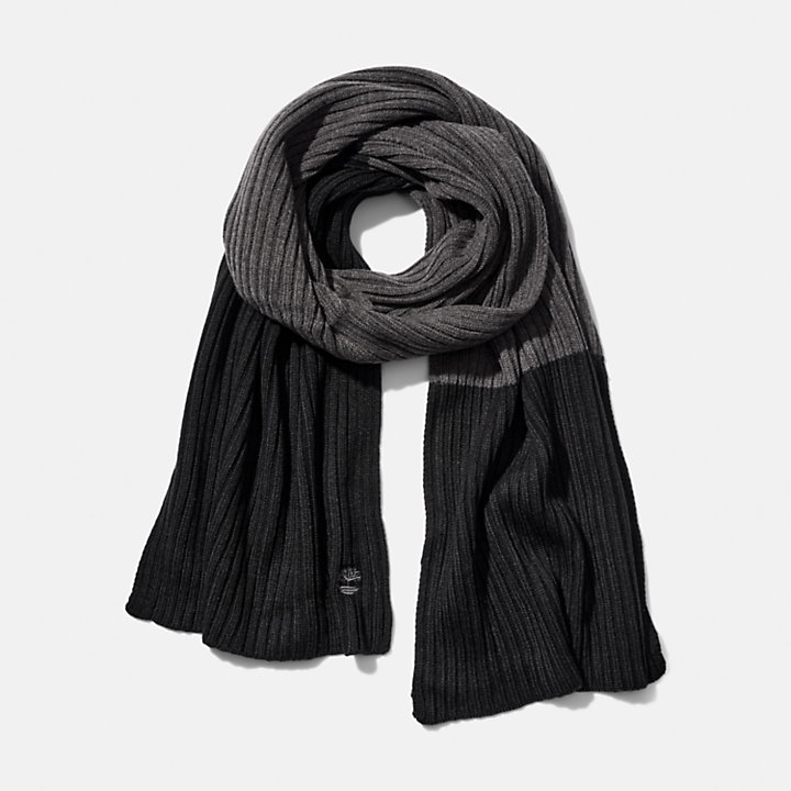 Geribde sjaal met kleurvlakken voor heren in zwart-
