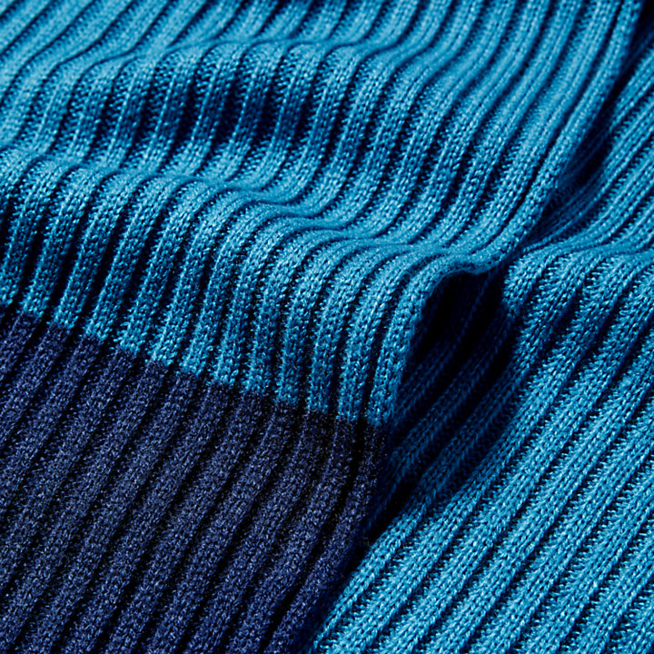 Geribde sjaal met kleurvlakken voor heren in blauw-