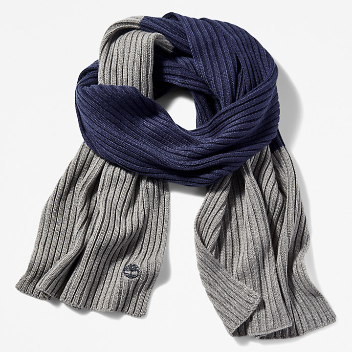 Geribde sjaal met kleurvlakken voor heren in grijs-