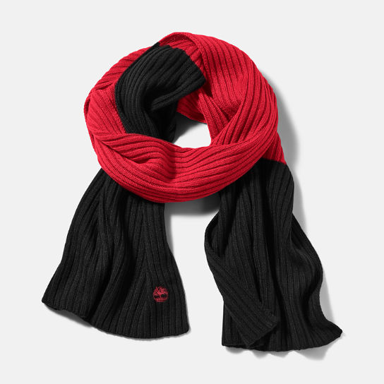 Colour-Block Ribbed Scarf for Men in Burgundy | Timberland