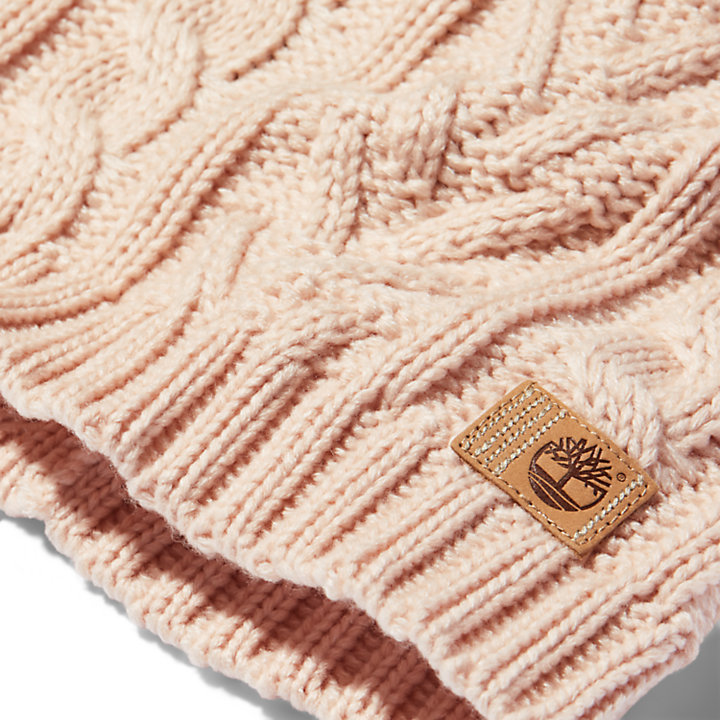 Women's Cable-Knit Winter Beanie in Light Pink-